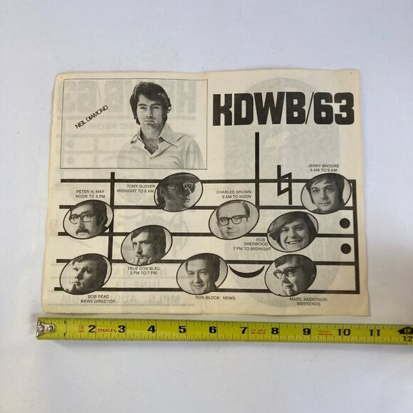 Vintage 1970 Salute Neil Diamond Concert Program Flyer Mpls Auditorium KDWB/63 - Picture 2 of 8